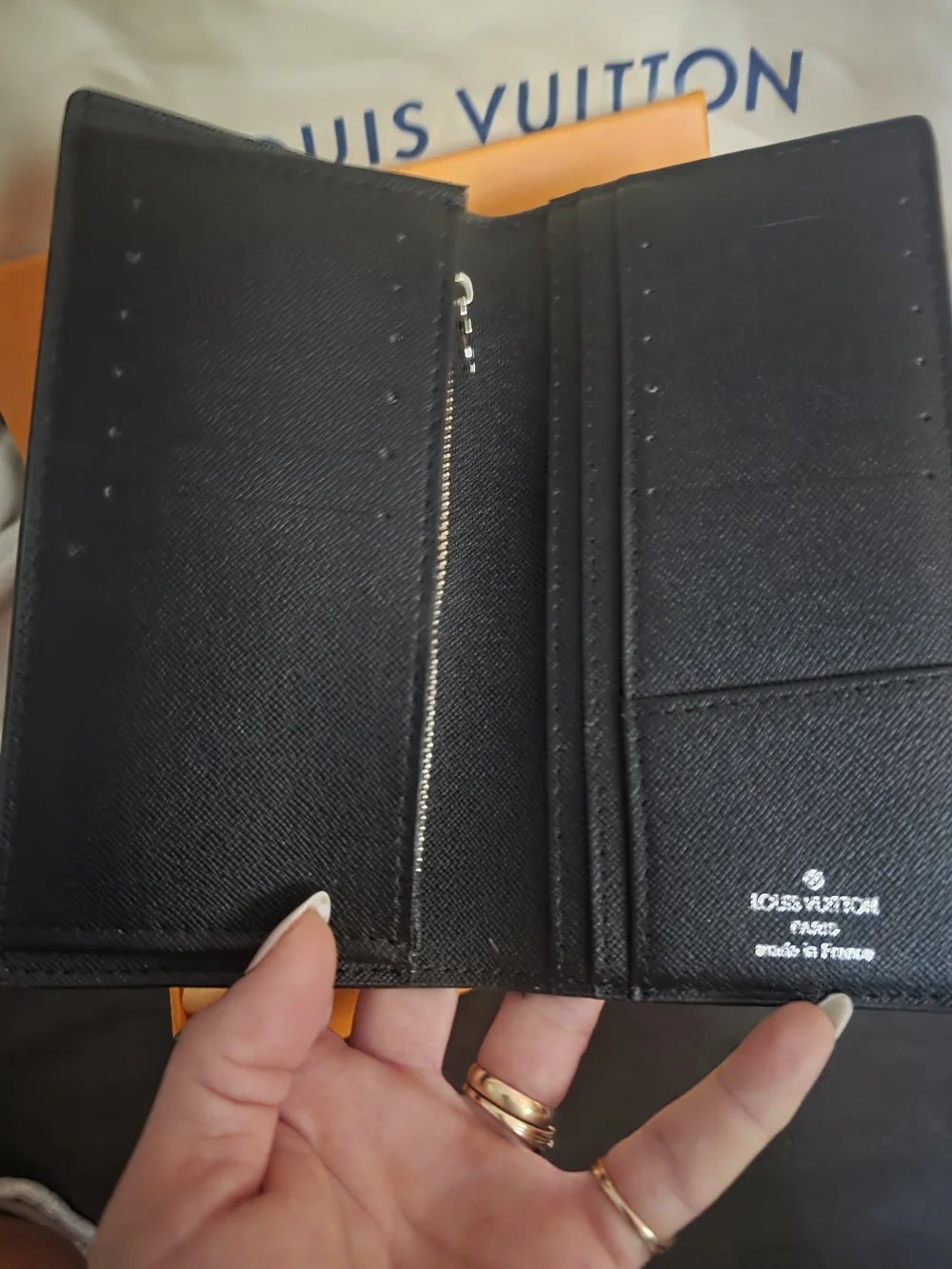 Louis Vuitton Black Textured Leather Long Wallet Long Fold Over